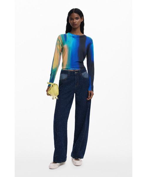 Desigual(デシグアル)の「ブルーグラデーション細ゲージニット(ニット/セーター・レディース・ブルー・S/L/XS/M)」の2枚目の写真