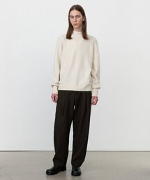 ヴァージンウールツープリーツボリュームパンツBROWN