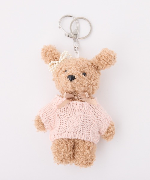 one after another NICE CLAUP（ワンアフターアナザーナイスクラップ）の「バッグチャーム ニットベア（チャーム・レディース・ネイビー/ピンク・FREE）」の2枚目の写真
