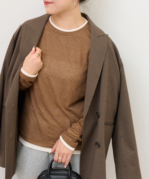 JOURNAL STANDARD relume(ジャーナルスタンダード レリューム)の「《追加》フェイクレイヤードロングスリーブTEE(Tシャツ/カットソー・レディース・チャコールグレー/ライトグレー/ブラウン・FREE)」の1枚目の写真