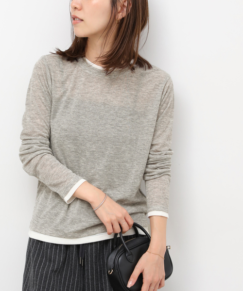 JOURNAL STANDARD relume(ジャーナルスタンダード レリューム)の「《追加》フェイクレイヤードロングスリーブTEE(Tシャツ/カットソー・レディース・チャコールグレー/ライトグレー/ブラウン・FREE)」の3枚目の写真
