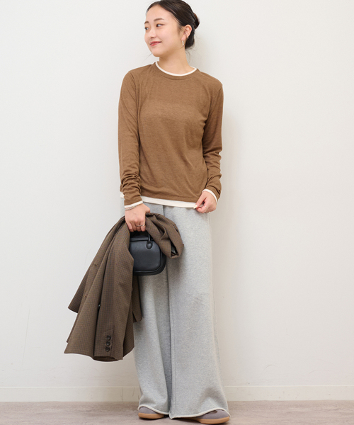 JOURNAL STANDARD relume(ジャーナルスタンダード レリューム)の「《追加》フェイクレイヤードロングスリーブTEE(Tシャツ/カットソー・レディース・チャコールグレー/ライトグレー/ブラウン・FREE)」の9枚目の写真