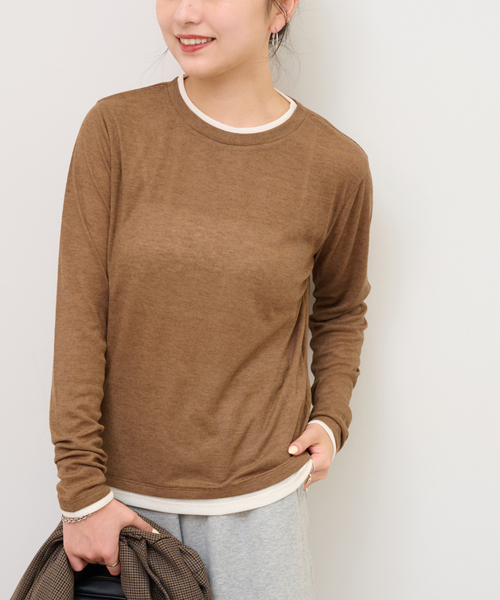 JOURNAL STANDARD relume(ジャーナルスタンダード レリューム)の「《追加》フェイクレイヤードロングスリーブTEE(Tシャツ/カットソー・レディース・チャコールグレー/ライトグレー/ブラウン・FREE)」の6枚目の写真