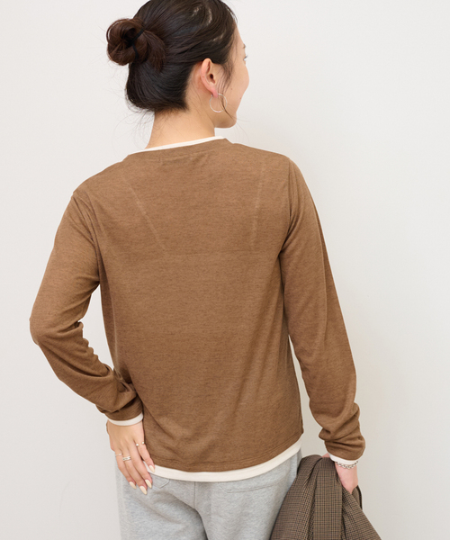 JOURNAL STANDARD relume(ジャーナルスタンダード レリューム)の「《追加》フェイクレイヤードロングスリーブTEE(Tシャツ/カットソー・レディース・チャコールグレー/ライトグレー/ブラウン・FREE)」の4枚目の写真
