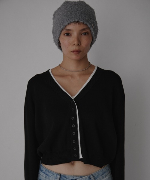 VION（ヴィオン）の「ループヤーンニットビーニー / Loop Yarn Knit Beanie（ニットキャップ/ビーニー・レディース・ブラック/グレー・FREE）」の3枚目の写真