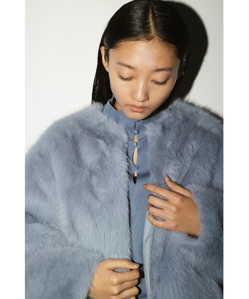 STYLEMIXER(スタイルミキサー)の「ノーカラーファージャケット(ノーカラージャケット・レディース・ブラック/ライトベージュ/サックスブルー・FREE)」の16枚目の写真