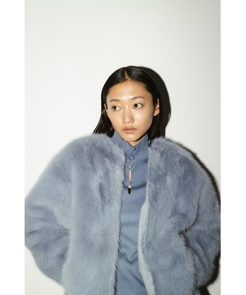 STYLEMIXER(スタイルミキサー)の「ノーカラーファージャケット(ノーカラージャケット・レディース・ブラック/ライトベージュ/サックスブルー・FREE)」の17枚目の写真