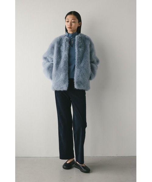 STYLEMIXER(スタイルミキサー)の「ノーカラーファージャケット(ノーカラージャケット・レディース・ブラック/ライトベージュ/サックスブルー・FREE)」の18枚目の写真