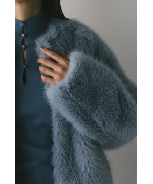 STYLEMIXER(スタイルミキサー)の「ノーカラーファージャケット(ノーカラージャケット・レディース・ブラック/ライトベージュ/サックスブルー・FREE)」の19枚目の写真