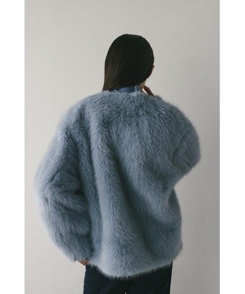 STYLEMIXER(スタイルミキサー)の「ノーカラーファージャケット(ノーカラージャケット・レディース・ブラック/ライトベージュ/サックスブルー・FREE)」の21枚目の写真