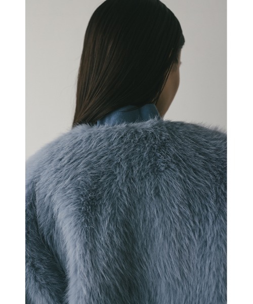 STYLEMIXER(スタイルミキサー)の「ノーカラーファージャケット(ノーカラージャケット・レディース・ブラック/ライトベージュ/サックスブルー・FREE)」の22枚目の写真