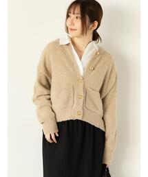 Te chichi TERRASSE | ブークレ金釦クルーネックカーディガン(カーディガン/ボレロ)