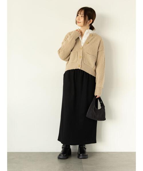 Te chichi TERRASSE（テチチテラス）の「ブークレ金釦クルーネックカーディガン（カーディガン/ボレロ・レディース・ブルー/グレー/ピンク/ベージュ・F）」の20枚目の写真