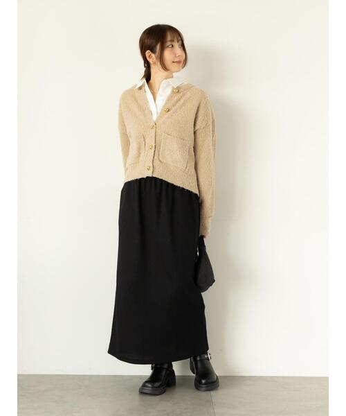 Te chichi TERRASSE（テチチテラス）の「ブークレ金釦クルーネックカーディガン（カーディガン/ボレロ・レディース・ブルー/グレー/ピンク/ベージュ・F）」の21枚目の写真