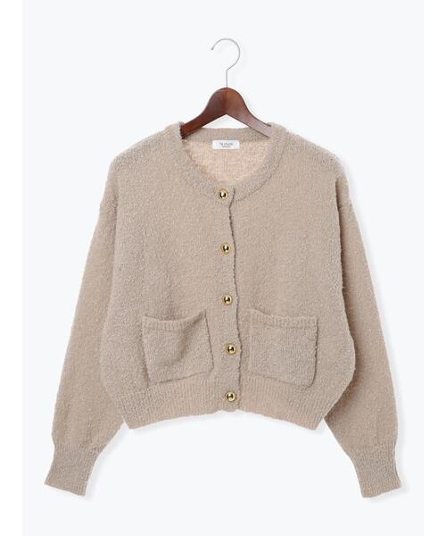 Te chichi TERRASSE（テチチテラス）の「ブークレ金釦クルーネックカーディガン（カーディガン/ボレロ・レディース・ブルー/グレー/ピンク/ベージュ・F）」の19枚目の写真