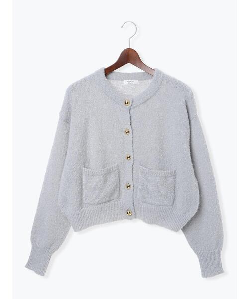 Te chichi TERRASSE（テチチテラス）の「ブークレ金釦クルーネックカーディガン（カーディガン/ボレロ・レディース・ブルー/グレー/ピンク/ベージュ・F）」の8枚目の写真