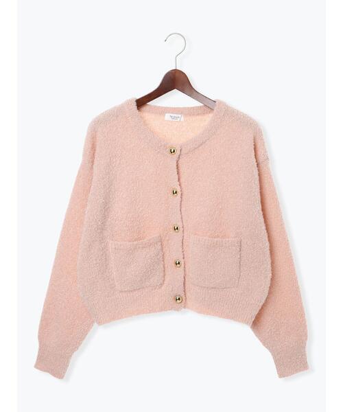 Te chichi TERRASSE（テチチテラス）の「ブークレ金釦クルーネックカーディガン（カーディガン/ボレロ・レディース・ブルー/グレー/ピンク/ベージュ・F）」の9枚目の写真