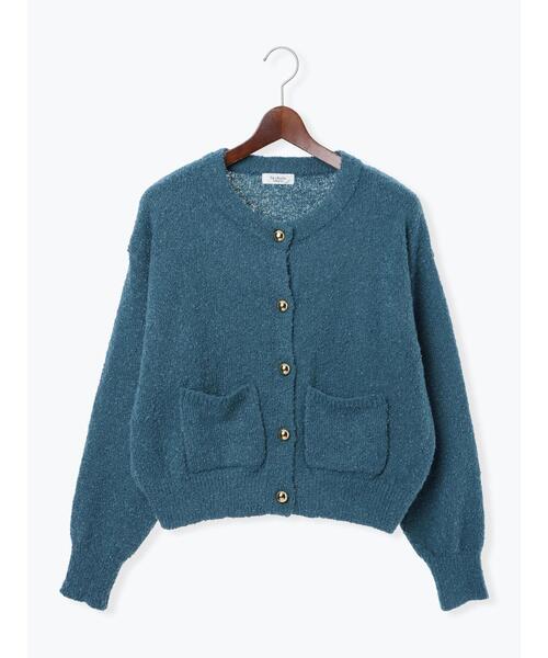 Te chichi TERRASSE（テチチテラス）の「ブークレ金釦クルーネックカーディガン（カーディガン/ボレロ・レディース・ブルー/グレー/ピンク/ベージュ・F）」の10枚目の写真