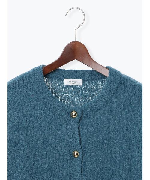 Te chichi TERRASSE（テチチテラス）の「ブークレ金釦クルーネックカーディガン（カーディガン/ボレロ・レディース・ブルー/グレー/ピンク/ベージュ・F）」の12枚目の写真