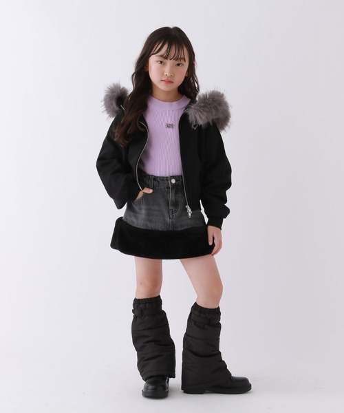 repipi armario（レピピ アルマリオ）の「【10C REPIPI】HEMファーデニムスカート（デニムスカート・キッズ・カモフラージュ/レオパード/ブラック・120cm/130cm/140cm/110cm）」の6枚目の写真