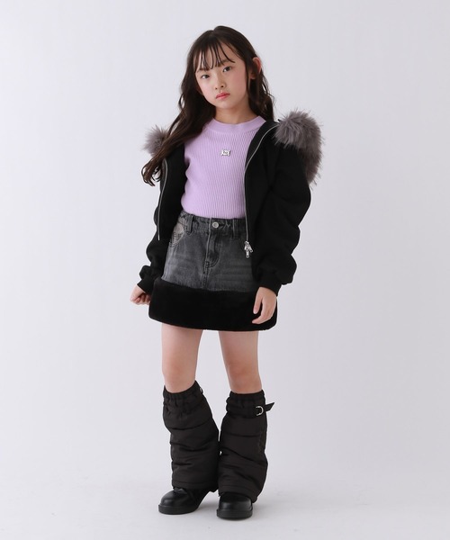 repipi armario（レピピ アルマリオ）の「【10C REPIPI】HEMファーデニムスカート（デニムスカート・キッズ・カモフラージュ/レオパード/ブラック・120cm/130cm/140cm/110cm）」の7枚目の写真