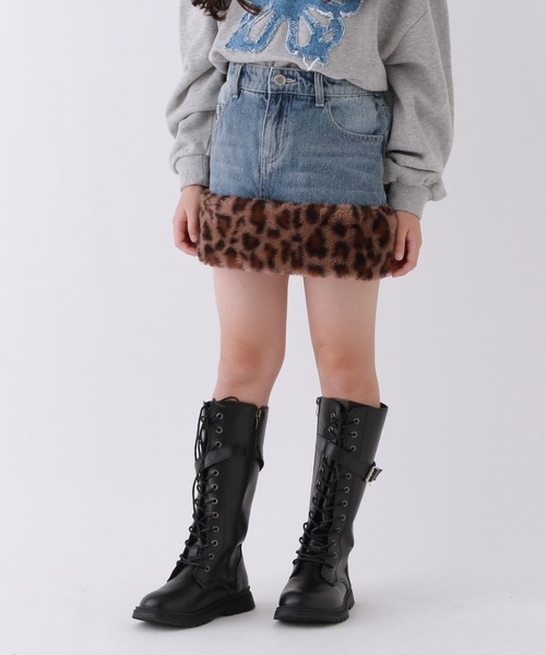 repipi armario（レピピ アルマリオ）の「【10C REPIPI】HEMファーデニムスカート（デニムスカート・キッズ・カモフラージュ/レオパード/ブラック・120cm/130cm/140cm/110cm）」の13枚目の写真