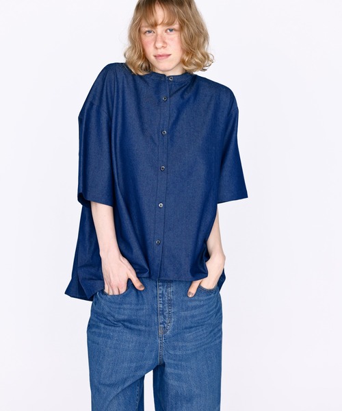 Kelen(ケレン)の「「KELEN / ケレン」バックプリーツ6.5ozデニムシャツ(シャツ/ブラウス・レディース・ライトブルー/ネイビー・S/M)」の4枚目の写真