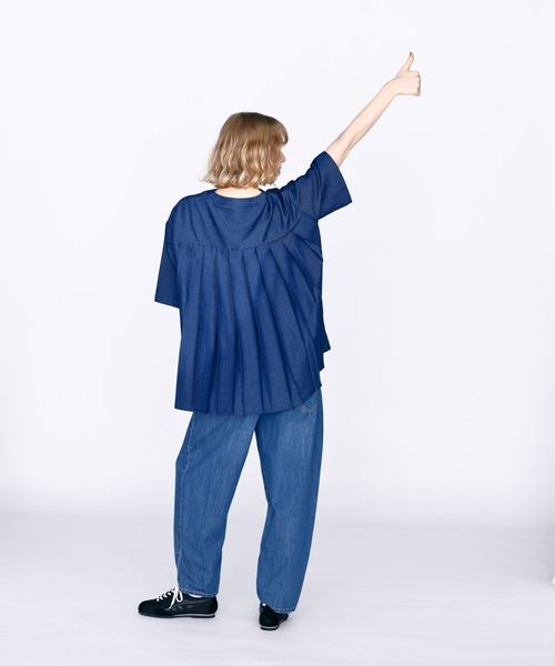 Kelen(ケレン)の「「KELEN / ケレン」バックプリーツ6.5ozデニムシャツ(シャツ/ブラウス・レディース・ライトブルー/ネイビー・S/M)」の12枚目の写真