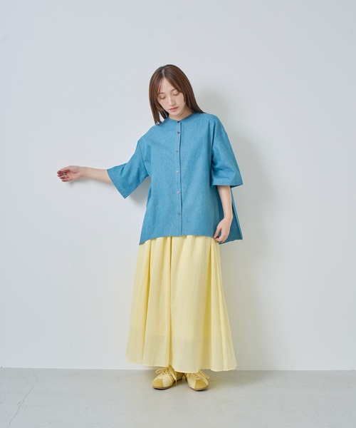 Kelen(ケレン)の「「KELEN / ケレン」バックプリーツ6.5ozデニムシャツ(シャツ/ブラウス・レディース・ライトブルー/ネイビー・S/M)」の13枚目の写真