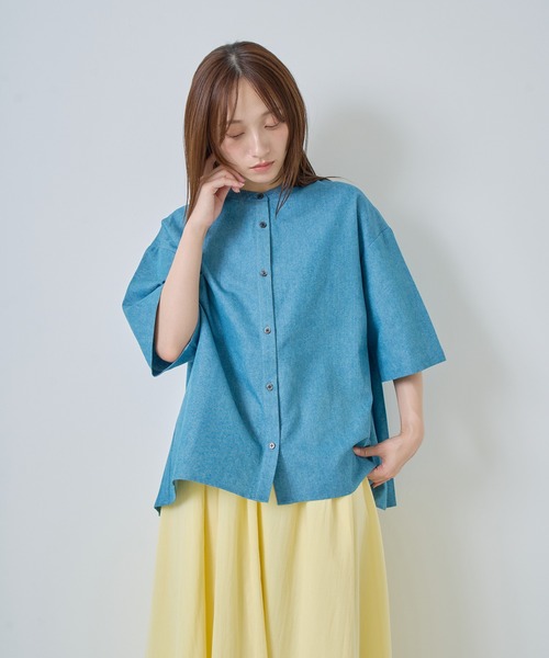 Kelen(ケレン)の「「KELEN / ケレン」バックプリーツ6.5ozデニムシャツ(シャツ/ブラウス・レディース・ライトブルー/ネイビー・S/M)」の14枚目の写真