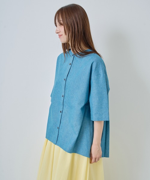 Kelen(ケレン)の「「KELEN / ケレン」バックプリーツ6.5ozデニムシャツ(シャツ/ブラウス・レディース・ライトブルー/ネイビー・S/M)」の16枚目の写真