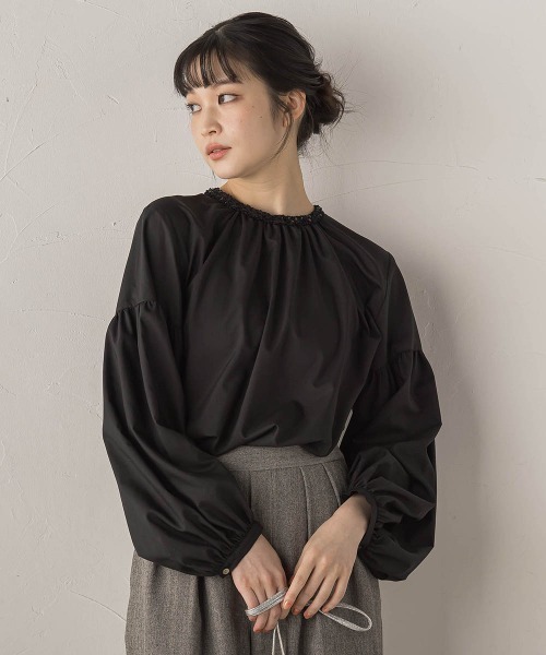 Droite lautreamont（ドロワットロートレアモン）の「ブレードブラウス≪洗濯機で洗える≫（シャツ/ブラウス・レディース・ブラック/オフホワイト・M）」の2枚目の写真