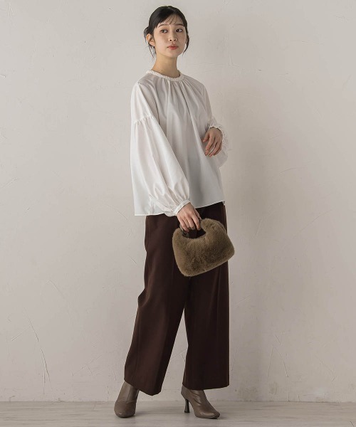 Droite lautreamont（ドロワットロートレアモン）の「ブレードブラウス≪洗濯機で洗える≫（シャツ/ブラウス・レディース・ブラック/オフホワイト・M）」の9枚目の写真