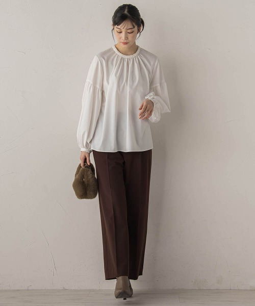 Droite lautreamont（ドロワットロートレアモン）の「ブレードブラウス≪洗濯機で洗える≫（シャツ/ブラウス・レディース・ブラック/オフホワイト・M）」の10枚目の写真