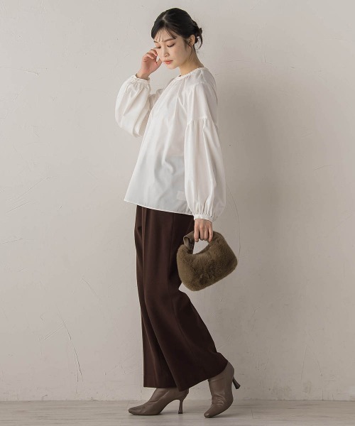 Droite lautreamont（ドロワットロートレアモン）の「ブレードブラウス≪洗濯機で洗える≫（シャツ/ブラウス・レディース・ブラック/オフホワイト・M）」の11枚目の写真