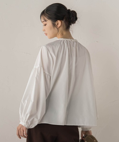 Droite lautreamont（ドロワットロートレアモン）の「ブレードブラウス≪洗濯機で洗える≫（シャツ/ブラウス・レディース・ブラック/オフホワイト・M）」の5枚目の写真