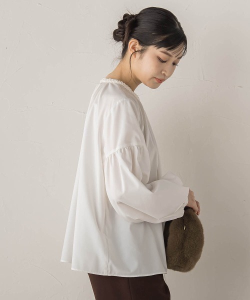 Droite lautreamont（ドロワットロートレアモン）の「ブレードブラウス≪洗濯機で洗える≫（シャツ/ブラウス・レディース・ブラック/オフホワイト・M）」の6枚目の写真