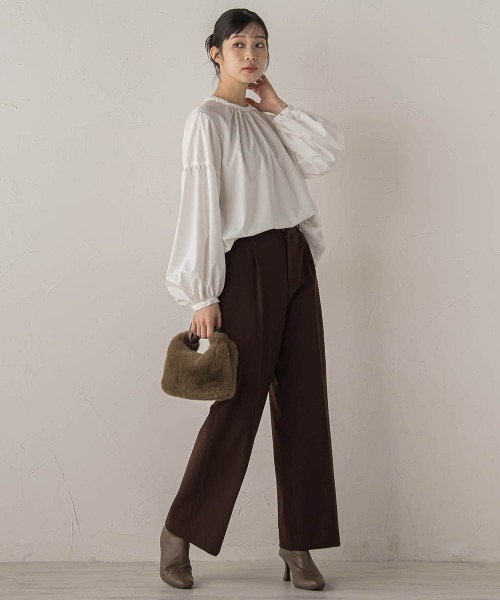 Droite lautreamont（ドロワットロートレアモン）の「ブレードブラウス≪洗濯機で洗える≫（シャツ/ブラウス・レディース・ブラック/オフホワイト・M）」の12枚目の写真