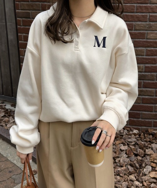 KOBE LETTUCE（コウベレタス）の「[ 裏起毛 ] ポロスウェット（スウェット・レディース・ネイビー/アイボリー・M）」の5枚目の写真
