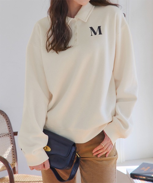 KOBE LETTUCE（コウベレタス）の「[ 裏起毛 ] ポロスウェット（スウェット・レディース・ネイビー/アイボリー・M）」の17枚目の写真