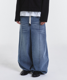Denim sweat balloon pants (indigo blue)