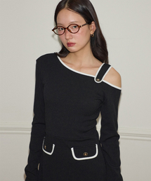 One Shoulder Long Sleeve Mini Dress_ Black