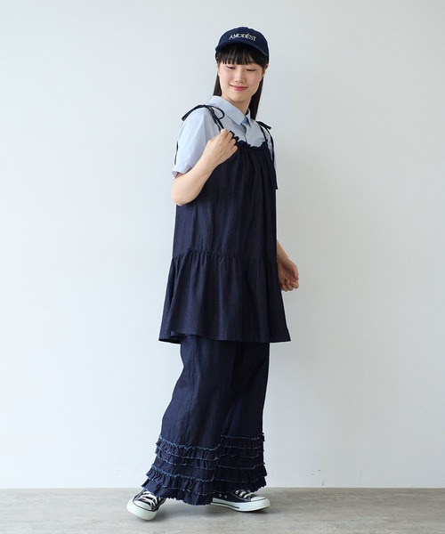 bulle de savon（ビュルデサボン）の「5.5oz denim kincyaku tunic（シャツ/ブラウス・レディース・インディゴブルー・FREE）」の17枚目の写真