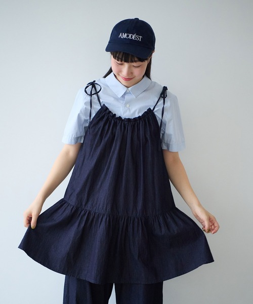 bulle de savon（ビュルデサボン）の「5.5oz denim kincyaku tunic（シャツ/ブラウス・レディース・インディゴブルー・FREE）」の12枚目の写真