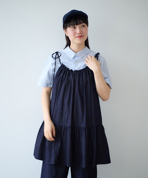 bulle de savon（ビュルデサボン）の「5.5oz denim kincyaku tunic（シャツ/ブラウス・レディース・インディゴブルー・FREE）」の13枚目の写真