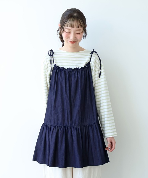 bulle de savon（ビュルデサボン）の「5.5oz denim kincyaku tunic（シャツ/ブラウス・レディース・インディゴブルー・FREE）」の2枚目の写真