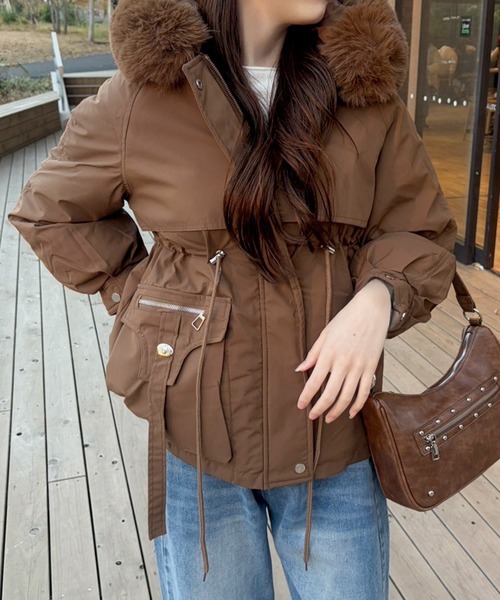 INED ブラウン系 フード付き モッズコート セール】【zozo限定】フード付きモッズコート（モッズコート）｜frunco