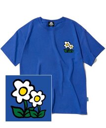 ダブルフラワーロゴTシャツ - ブルー