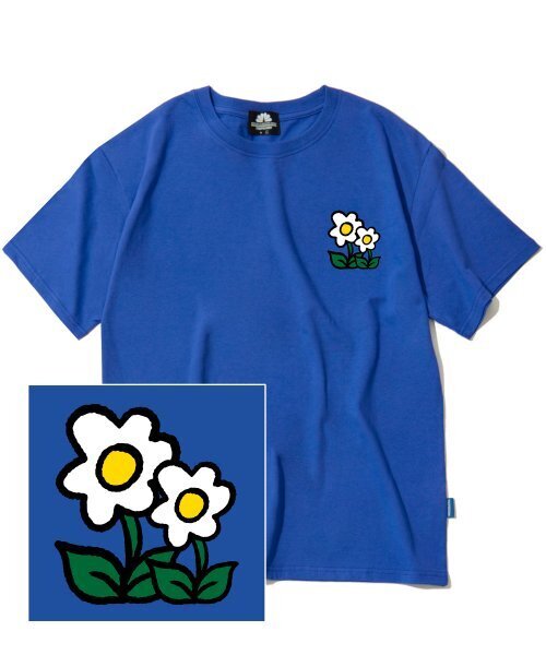 TRIPSHION(トリップション)の「ダブルフラワーロゴTシャツ - ブルー(Tシャツ/カットソー・メンズ・その他・LARGE/MEDIUM/X-LARGE)」の1枚目の写真