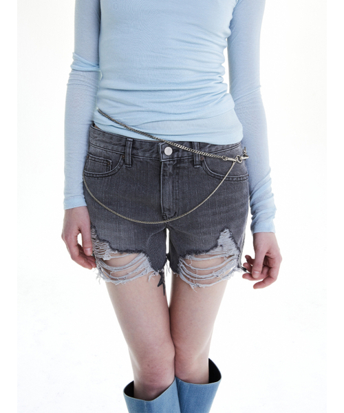 WHOLE PAPER(ホールペーパー)の「デミッジデニムショートパンツ(ブラック)(その他パンツ・レディース・その他・SMALL/MEDIUM)」の1枚目の写真